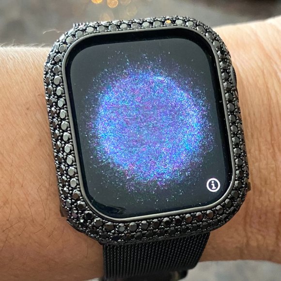 Bling Apple Watch Series 7 Black Zirconia Bezel Face Case Cover Bumper 41/45 mm - Picture 1 of 2